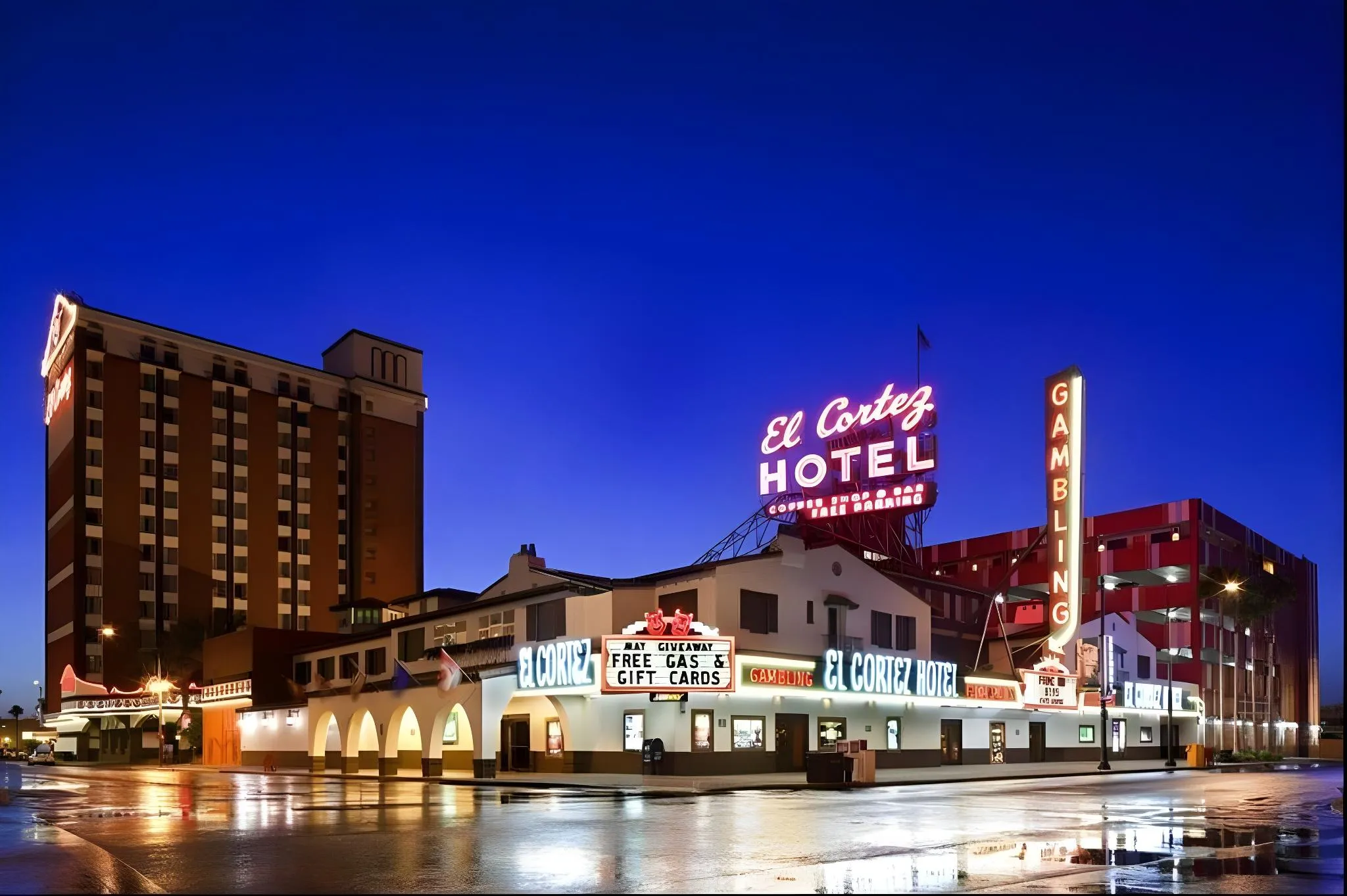 Casino resort evening with a coastal dining setting